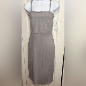 Socialite Gray Ribbed Midi Dress with Crisscross Back | Size SP | NWT